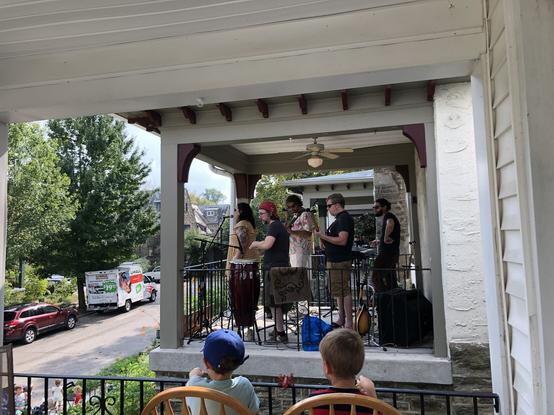 Local band plays at reasonable volume.