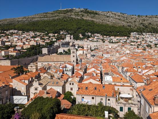View from the old town of Dubrovnik looking up to the hill