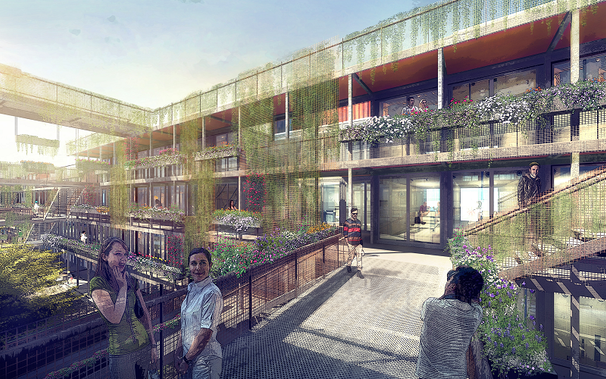 ...showcasing the 20ft containers being used like regular apartments that are seperate units but together on one superstructure...