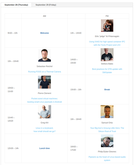 Screenshot of Thursday schedule https://embedded-recipes.org/2023/schedule/