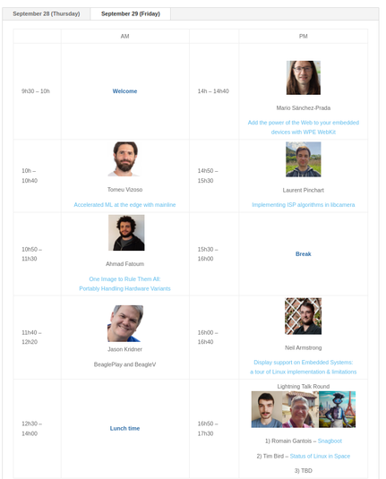 Screenshot of Friday schedule https://embedded-recipes.org/2023/schedule/