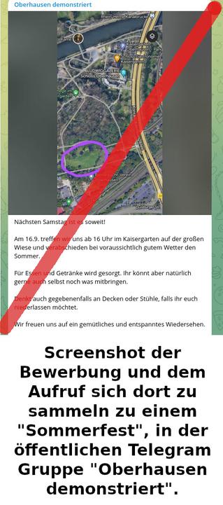 Screenshot der Bewerbung des "Sommerfestes" im Kaisergarten in Oberhausen