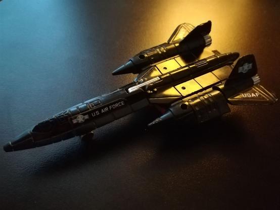 Gobot Snoop in his beautiful Lockheed SR-71 Blackbird stealth jet mode. This photo has some interesting lighting.
