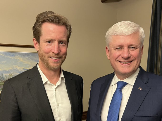 WestJet CEO von Hoensbroech and Stephen Harper on Sept 1/23