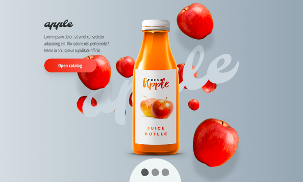 website slider showing fruit drinks, that moves in a circular way instead of sliding left or right