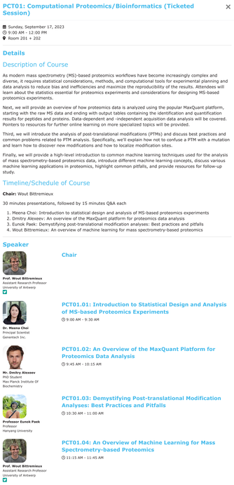 PCT01: Computational Proteomics/Bioinformatics