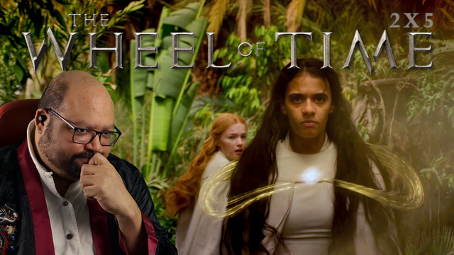 reverseBLT looking concerned, hand to mouth in front of a still from the 5th episode of The Wheel of Time, showing Egwene channeling a yellow flow of Air in front of herself while staring defiantly at an enemy off camera, with Elayne fleeing behind her while looking back. They are surrounded by large tropical trees and dressed in their white Novice uniforms.

I hope you liked the Alt Text. Have a lovely weekend!