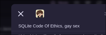 cw: SQLite Code Of Ethics, gay sex