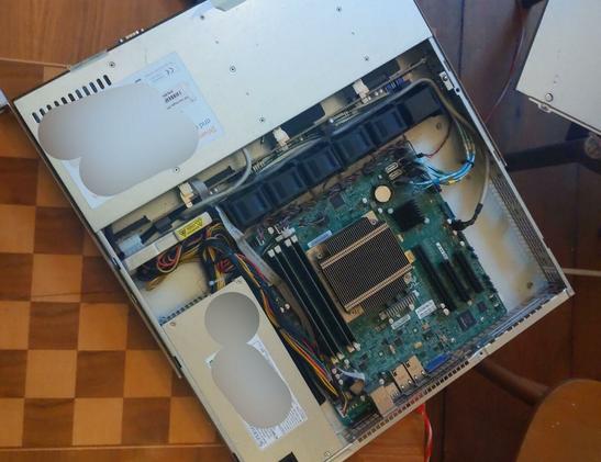 our rack hardware server with the top opened
