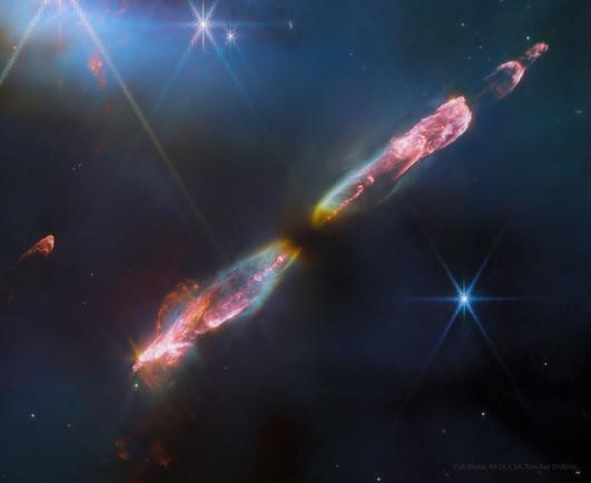 Image of hot gas being ejected from a nascent star.