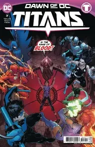 Titans 3 cover art. The Titans against the Church of Blood.