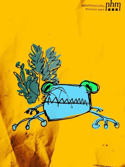 Blue cartoon frog
