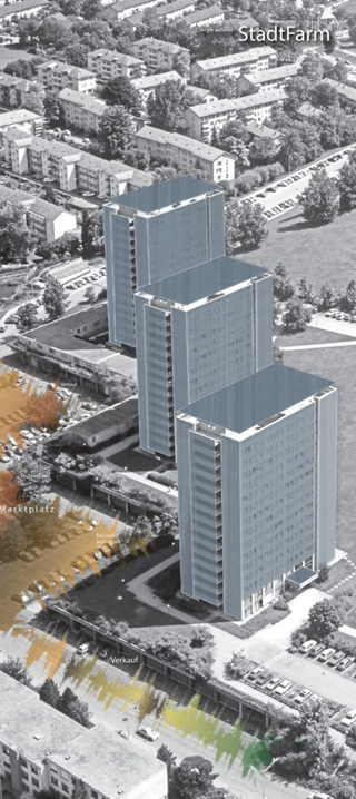 Triemli Hochhäuser Zürich im fotovoltaischen Kleid