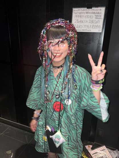 Roa with party favors all over her.