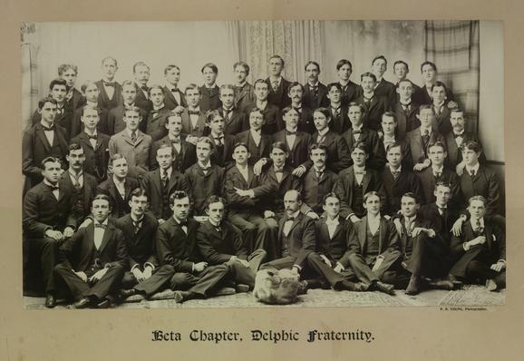 1898 photo of the Delphic Fraternity in Oneonta, New York.