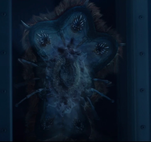 Screencap of an attack tribble against the glass of its environment at Daystrom Station in Star Trek Picard season three.