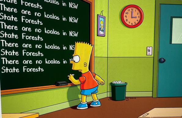 Image via
https://www.ranzey.com/generators/bart/index.html
There are no koalas in NSW state forests