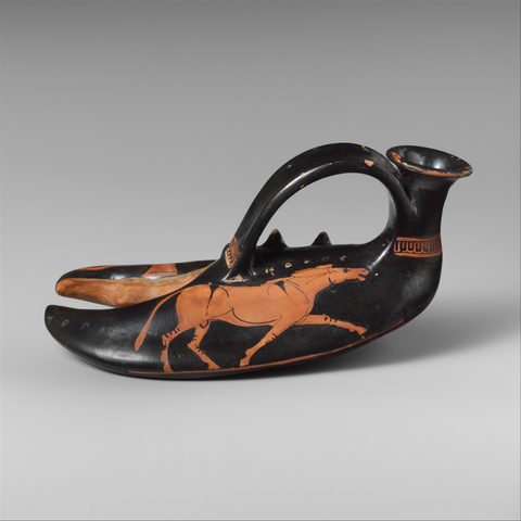 official museum photo, side view on grey background