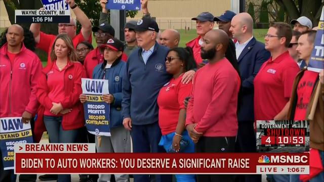 Biden on the UAW picket line in Michigan.