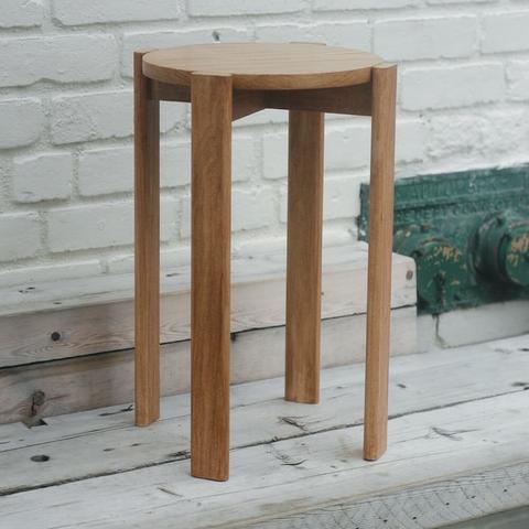 A poplar stool with a natural finish.