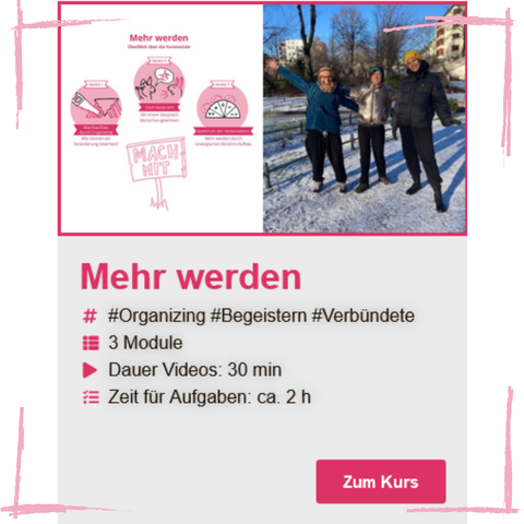 Screenshot der Kursbeschreibung auf unserer Website, da dort die gesammelten Inhalte zur Verfügung stehen mit 3 Modulen, 30 Minuten Videos und Aufgaben in Länge von ca 2h