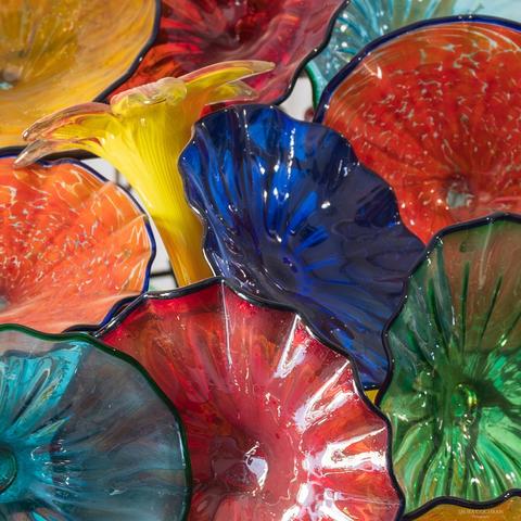Flower-shaped colorful glass.