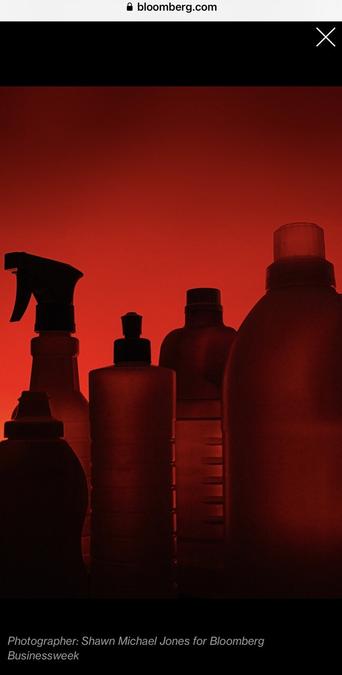 A red & black photo of silhouette of common household product that most likely gone through the fluoridated process