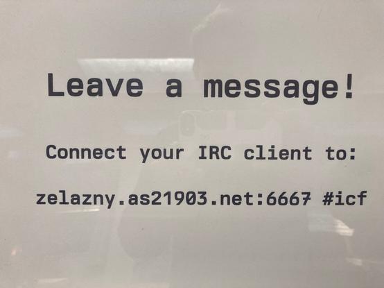 Information about connecting to zelazny.as21903.net:6667 #icf