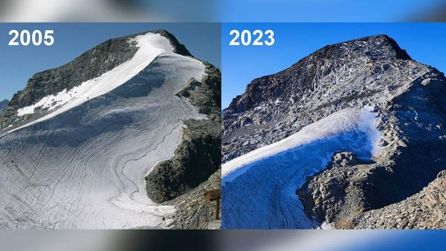 La scomparsa della cresta di ghiaccio al Piz Murtèl nei Grigioni, Svizzera tra il 2005 e il 2023
