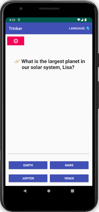 Multiple Choice question: What is the largest planet in our solar system?

Earth, Mars, Jupiter, Venus