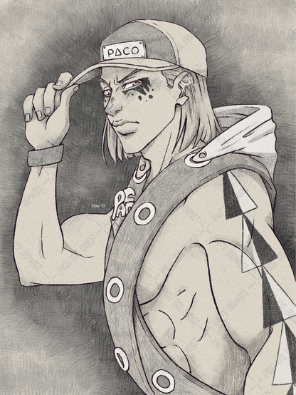 Illustration of Paco Laburantes from Jojo's Bizarre Adventure part 9: The Jojolands.
