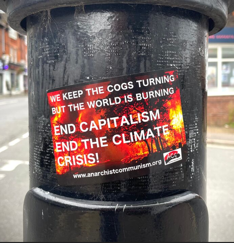 Anarchist communist sticker seen in Guildford.