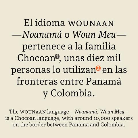 The Wounaan language – Noanamá, Woun Meu – is a Chocoan language, with around 10,000 speakers on the border between Panama and Colombia. The Choco languages – Chocoan, Chocó, Chokó – are a small family of Native American languages spread across Colombia and Panama.