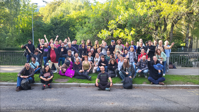 Group picture from the GNU Hackers meeting celebrating forty years of GNU at Biel, Switzerland