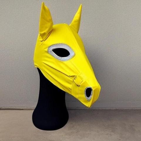 photo of a (leather?) horse mask, but missing mane and neck length extension