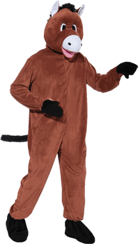 photo of a cute stylized horse costume where head and body match in fur and have no ugly gap