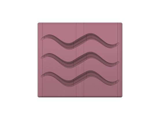 The illustration of a 3d printed webbing buckle, showing its side with decorative lines.