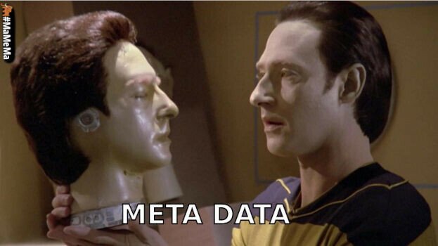 startrek commander data holds a head "like his own" in a hamletian "to be or not to be" fashion. text: meta data
