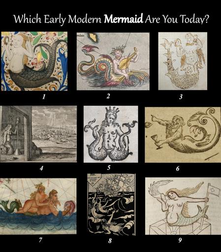 Grid of 9 mostly square images of merfolk.