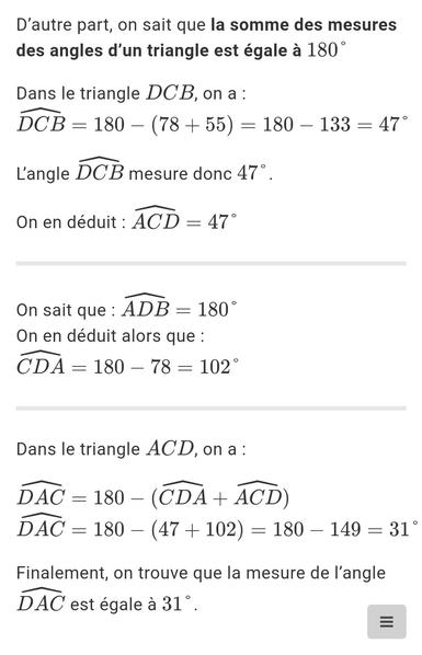 Copie d'écran de la fin de la correction.