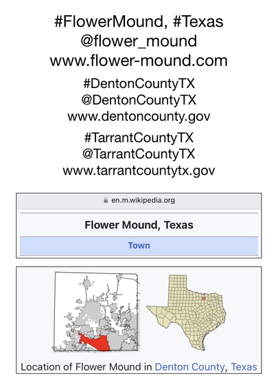 Screenshot of map showing location of Flower Mound, Texas (from Wikipedia).