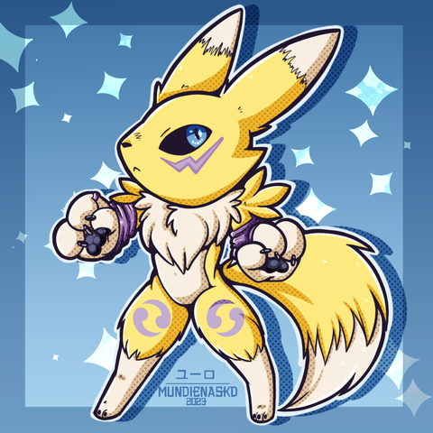 Chibi of the fox digimon, Renamon standing