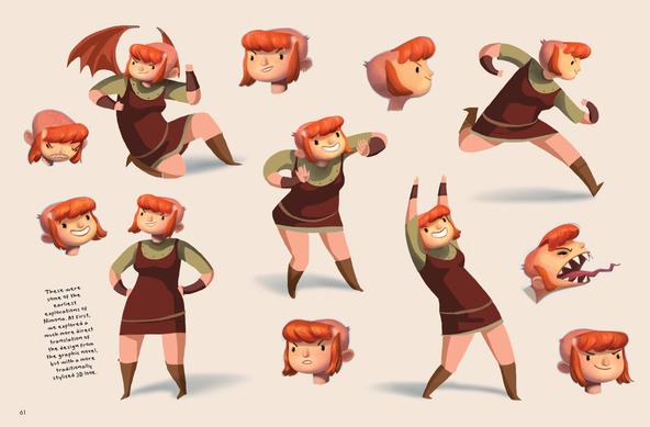 Various illustrations of design explorations for Nimona.