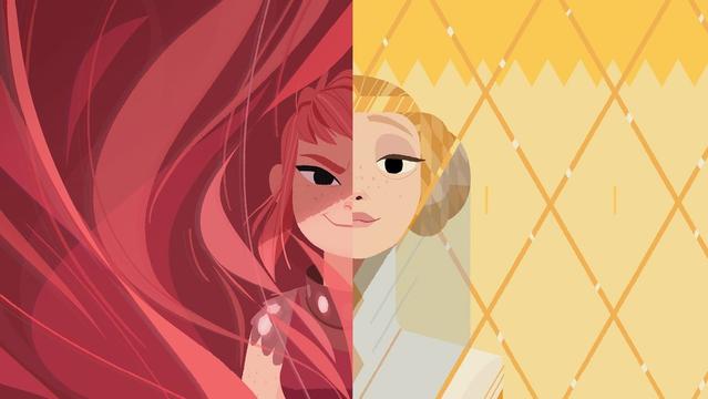 Illustration showing Nimona and The Director.