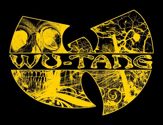 Rap group Wu-Tang Clan logo with skull and other various design elements added to it.