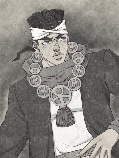 Illustration of Muhammad Avdol from Jojo's Bizarre Adventure part 3: Stardust Crusaders.
