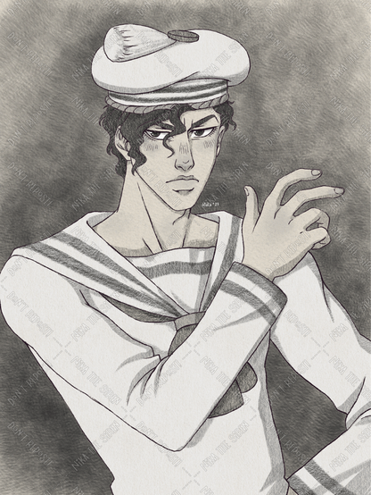 Illustration of Yoshikage Kira from Jojo's Bizarre Adventure part 8: Jojolion.