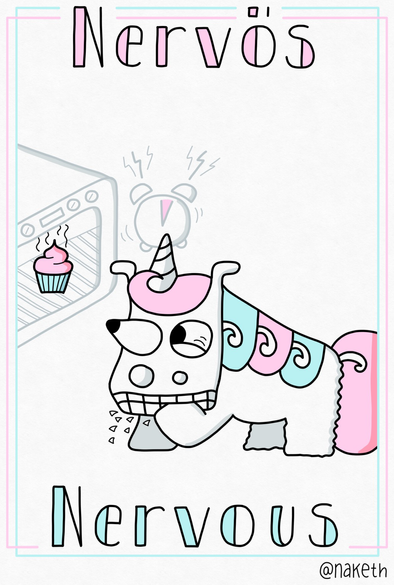 Purzel ist nervös, weil die Backzeit schon überzogen wurde, der Cupcake im Ofen zu räucheln beginnt und immer noch niemand kommt, um den Ofen zu öffnen.