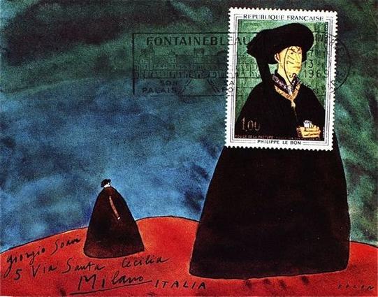 Envelope sent by Jean-Michel Folon in 1969.