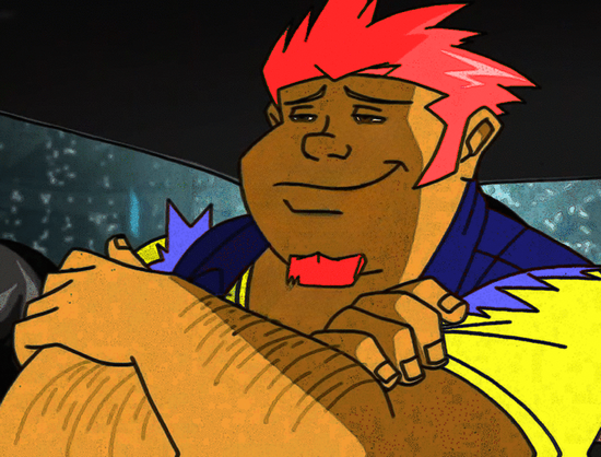 Coop smiles smugly as he crosses his arms. "Next."

He doesn't typically dye his hair but felt the need to that morning. After thinking about it, the chubby mecha pilot chose a pinkish red for his hair and goatee. Coop grabbed a yellow T-shirt and pulled a blue sleeveless flannel over it to complete his outfit.